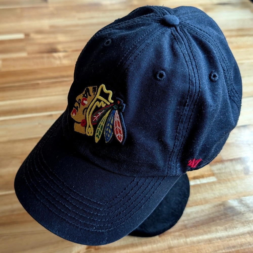 47 Brand Chicago Blackhawks NHL Franchise Fitted Hat Black XL Mens Cap